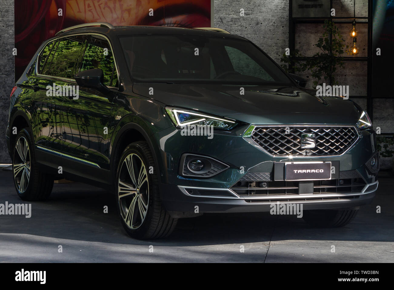 A SEAT Tarraco. 2019 edition of Parco Valentino car show hosts cars by many brands and car designers in Valentino Park in Torino, Italy. Stock Photo