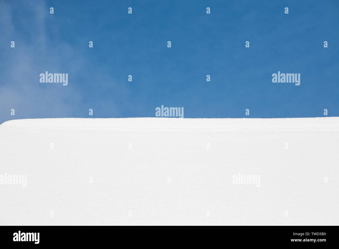 blue sky and white snow wide lines concept closeup Stock Photo