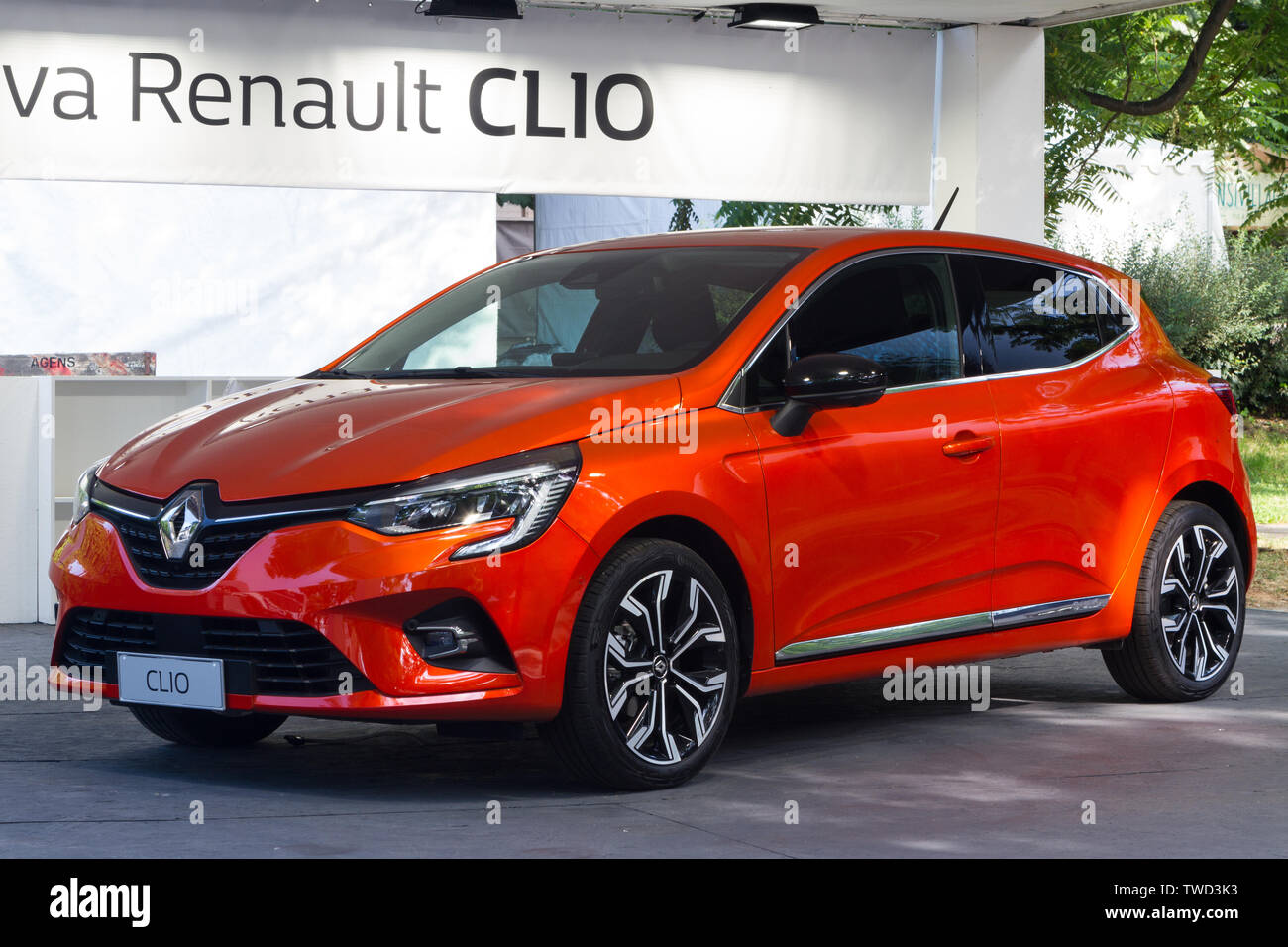 A Renault Clio. 2019 edition of Parco Valentino car show hosts cars by many brands and car designers in Valentino Park in Torino, Italy. Stock Photo