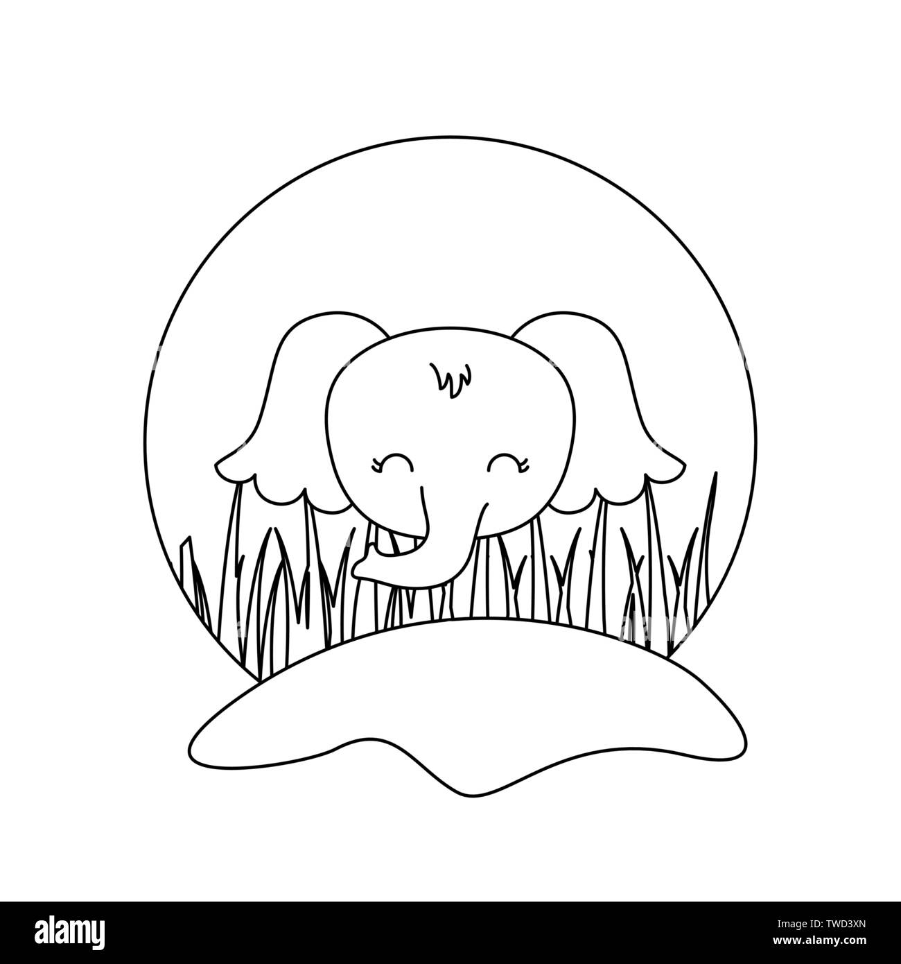 head of cute elephant animal isolated icon vector illustration design ...