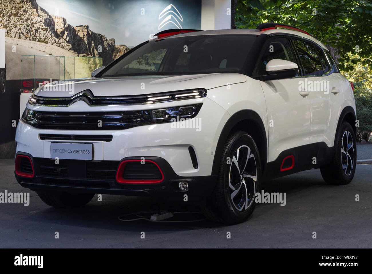 A Citroën C5 Aircross. 2019 edition of Parco Valentino car show hosts cars by many brands and car designers in Valentino Park in Torino, Italy. Stock Photo