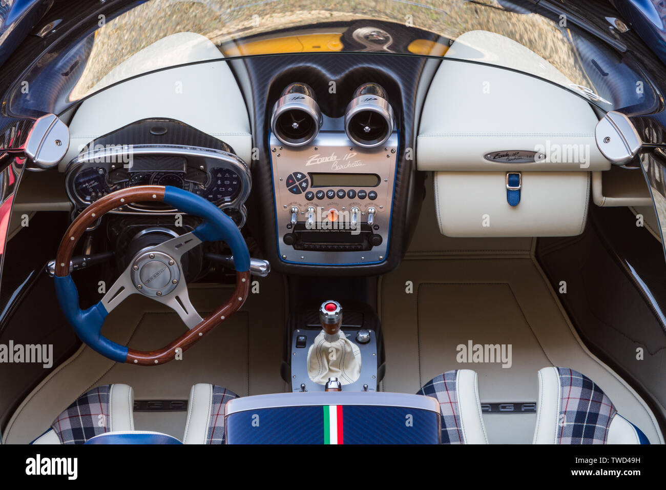 Interior View And Dashboard Of Pagani Zonda Hp Barchetta 2019 Edition Of Parco Valentino Car Show Hosts Cars By Many Brands And Car Designers Inside Valentino Park In Torino Italy Stock Photo
