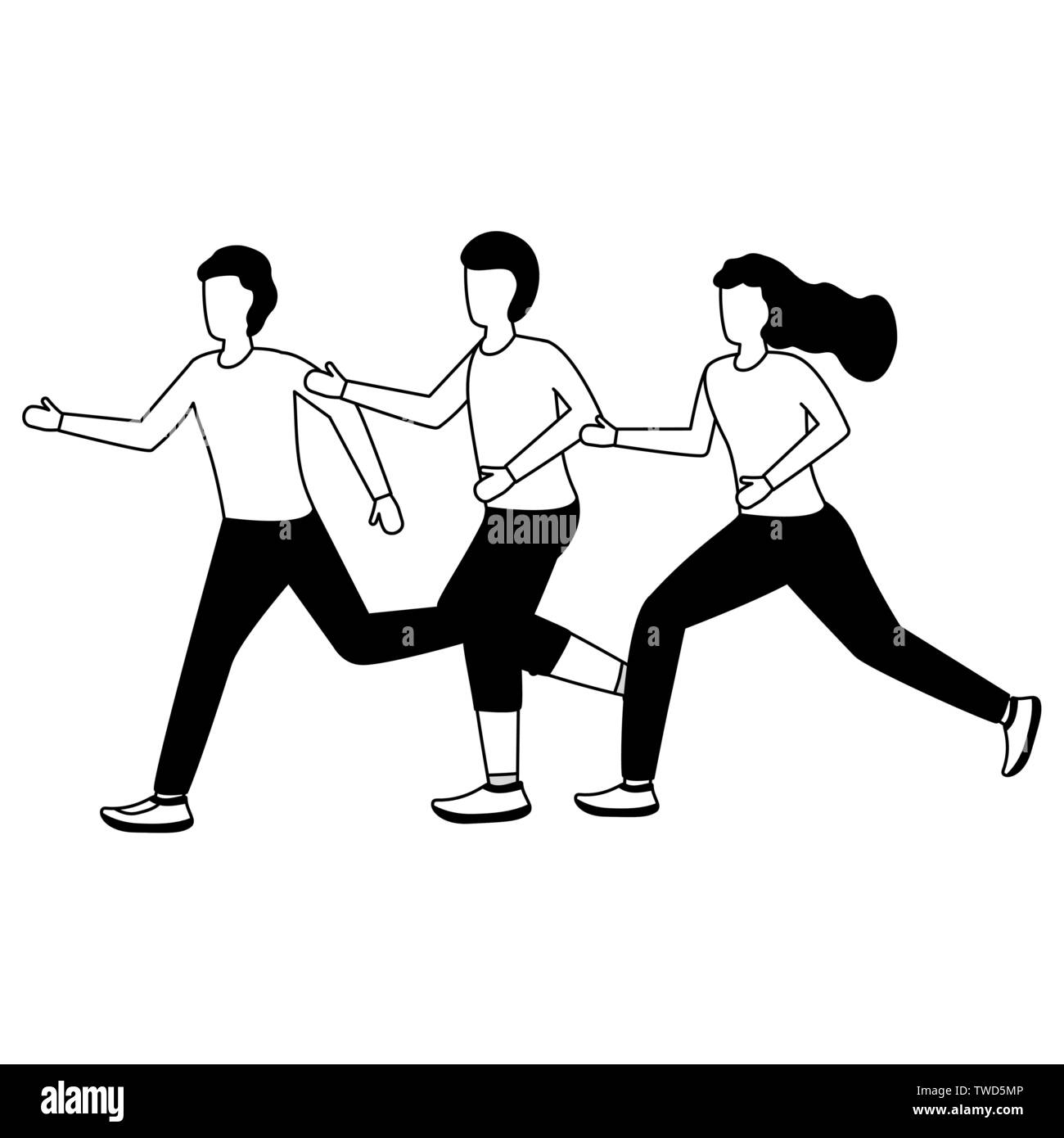 men and woman running activity vector illustration Stock Vector Image ...