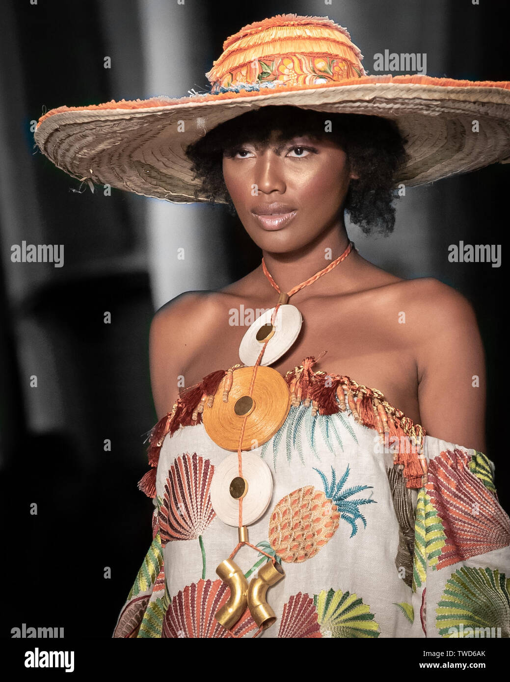 A model walks the runway for the Giannina Azar Fashion Show Resort Collection 2020 during Miami A model walks the runway for the Giannina Azar Fashion Show Resort Collection 2020 during Miami