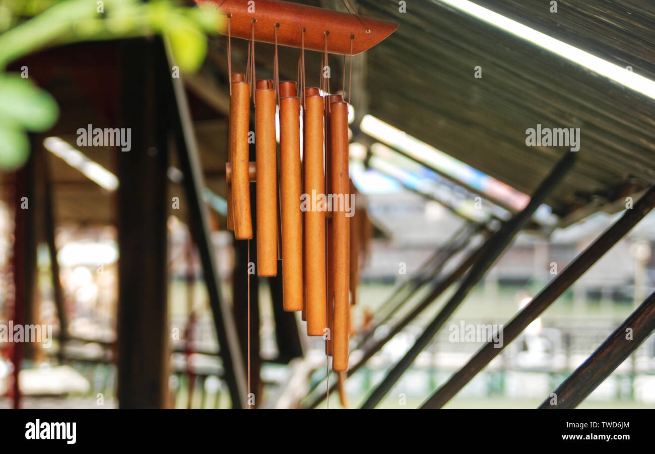 Bamboo wind chimes Stock Photo