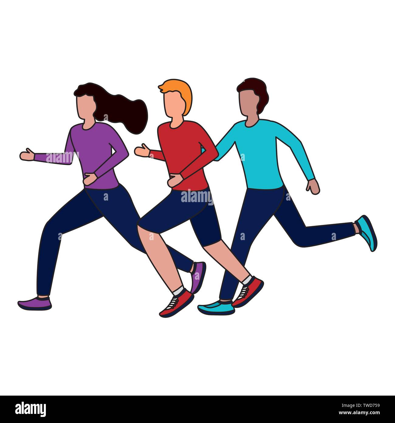 men and woman running activity vector illustration Stock Vector Image ...