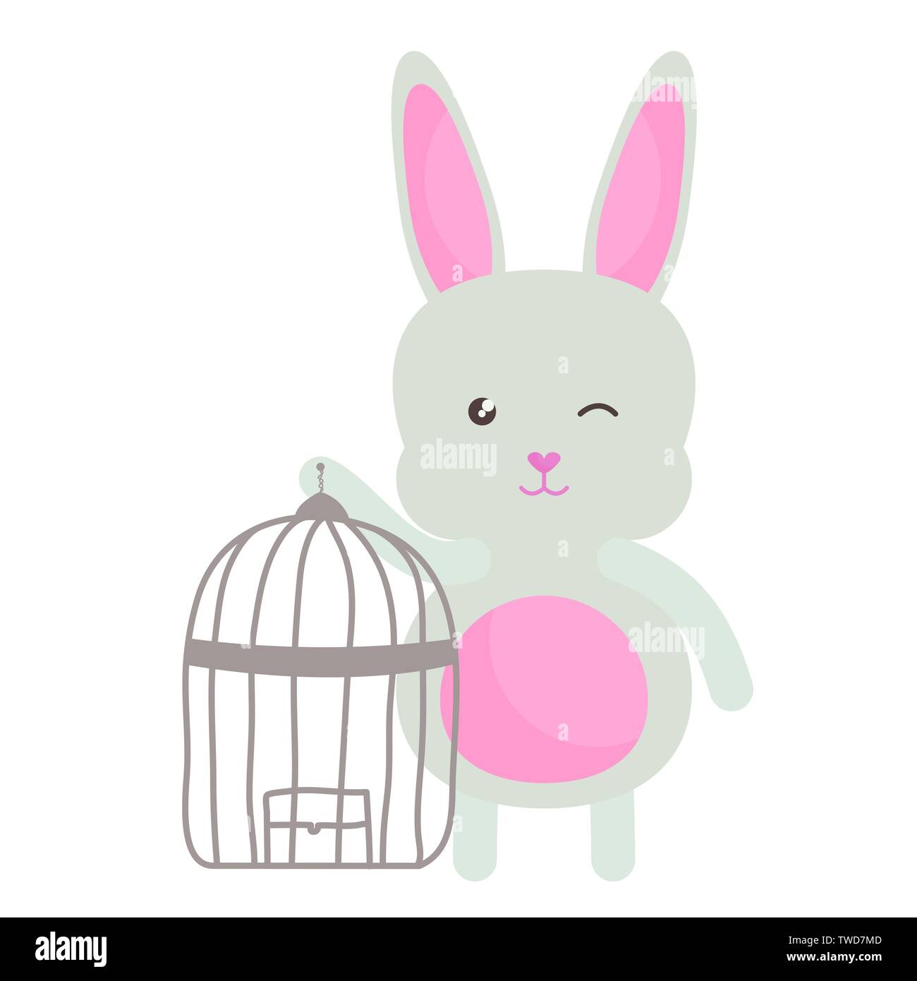 Cage Graphics Rabbit cute little rabbit with cage bird vector illustration design Stock ...
