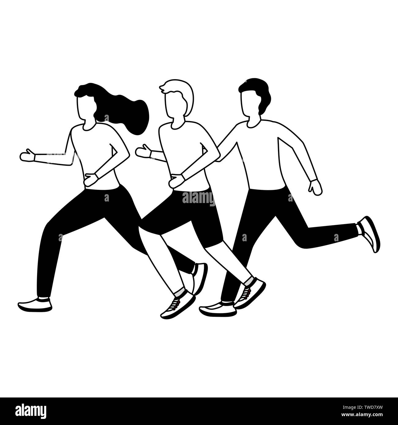 men and woman running activity vector illustration Stock Vector Image ...
