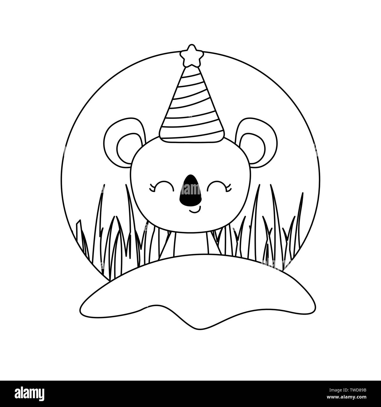 cute koala animal with hat party vector illustration design Stock ...