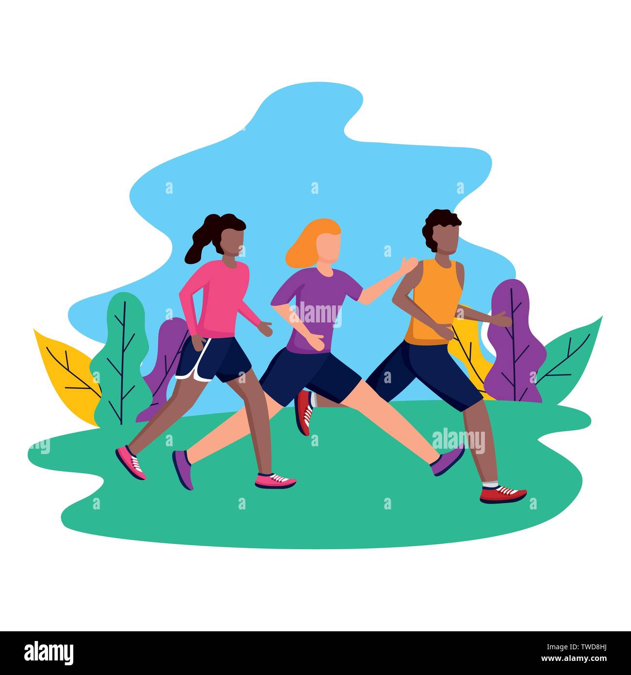 man and women park running activity vector illustration Stock Vector ...