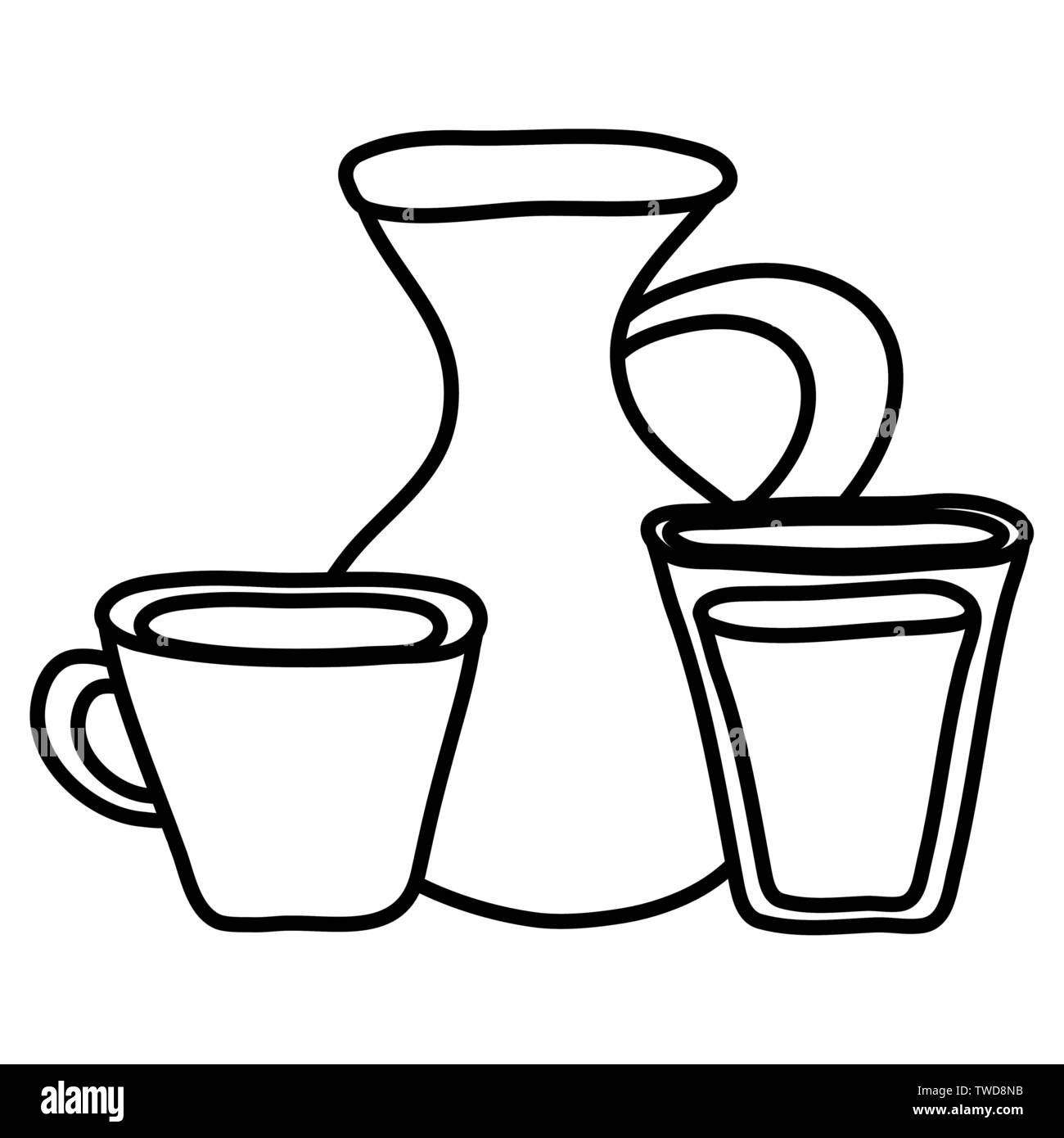 jar canteen with cup beverage and water glass vector illustration design Stock Vector Image