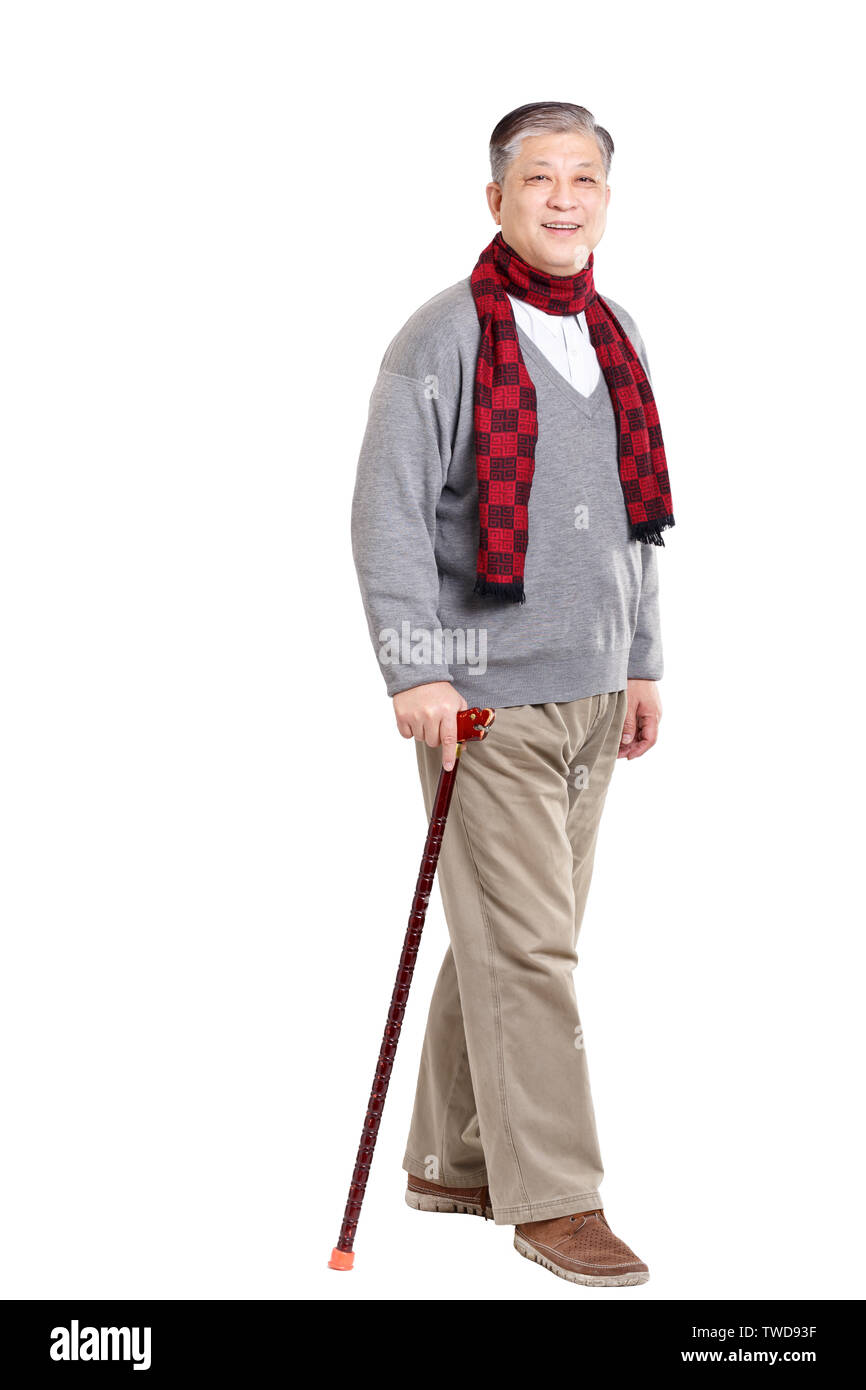 Senior man in red sweater hi-res stock photography and images - Alamy