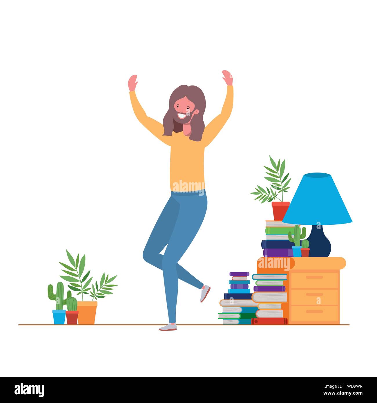 young man dancing in living room character Stock Vector Image & Art Alamy