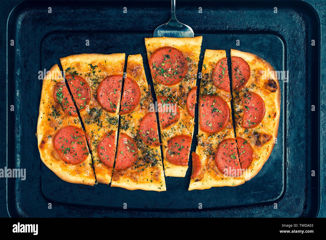 Ham bacon pizza Stock Photo Alamy