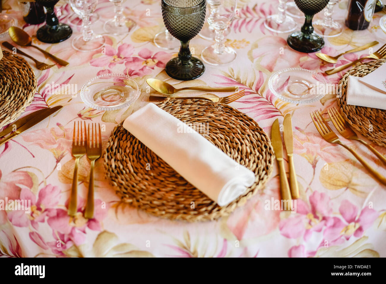 Outdoor Tables For An Elegantly Decorated Wedding Reception With