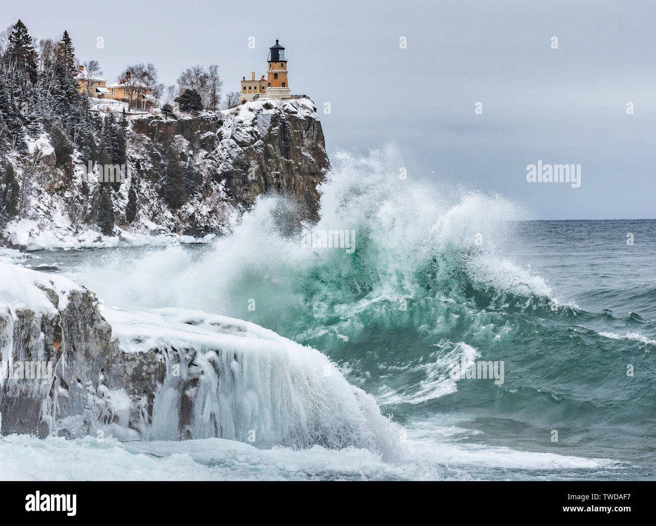 Waves striking shoreline of Lake Superior, Split Rock Lighthouse State