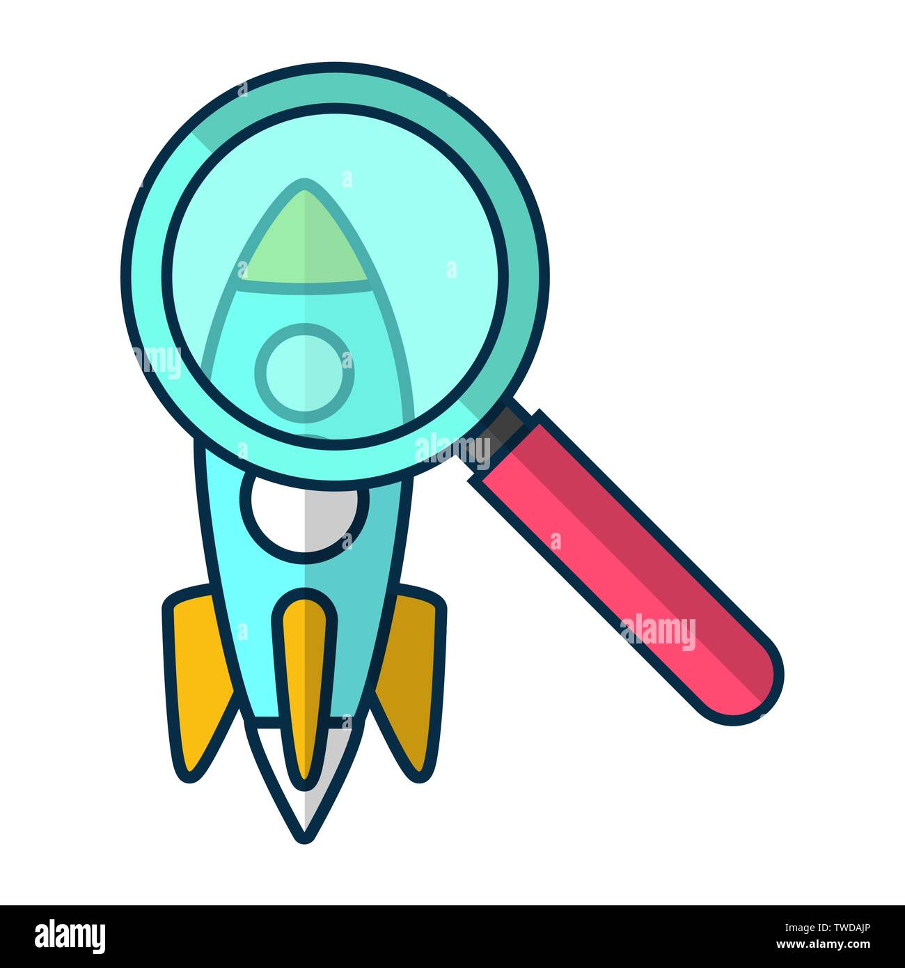 rocket magnifier glass send email vector illustration Stock Vector ...