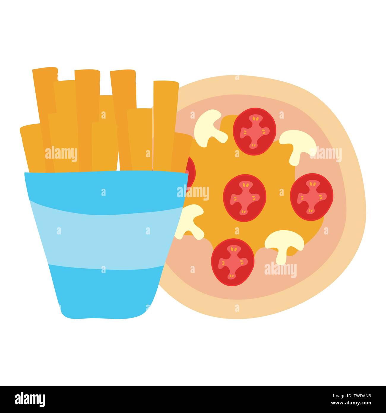 delicious italian pizza and french frieds vector illustration design Stock Vector