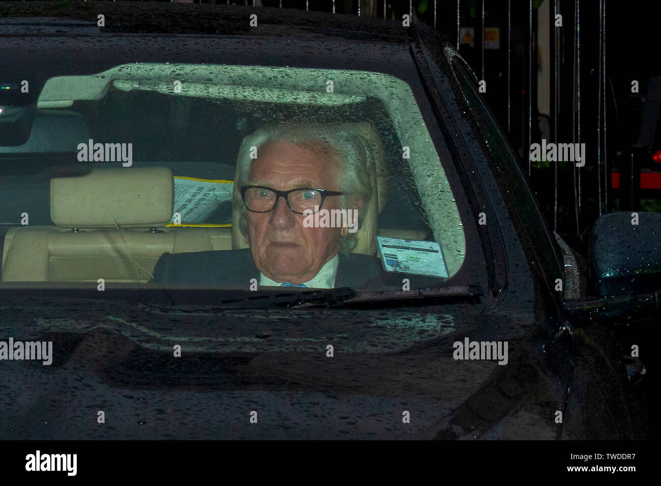 Lord Heseltine leaves the Houses of Parliament, London. A third Conservative Party leadership vote has taken place at Parliament today, with Rory Stewart eliminated from the race to become the next Prime Minister. Heseltine, a former Deputy Prime Minister, has said in an interview that he is 'disenfranchised' following Tuesday's televised debate. He criticised the remaining candidates for their lack of clear policies. Stock Photo