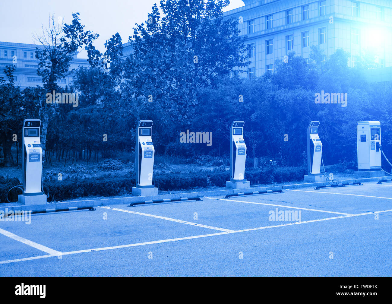 Electric vehicle charging piles and special Stock Photo - Alamy