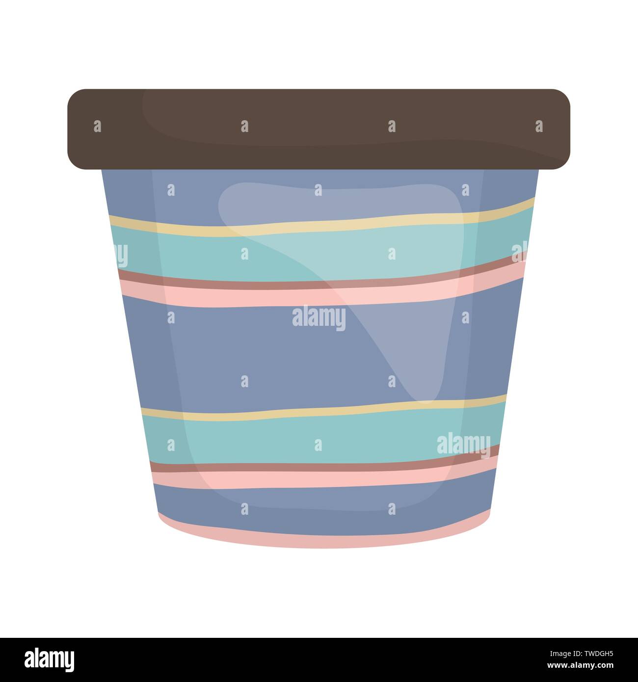 ceramic garden pot with stripes decorative vector illustration design ...