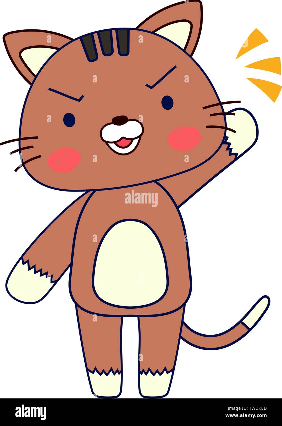 This is a full-length illustration of the cute brown cat character. Stock Vector