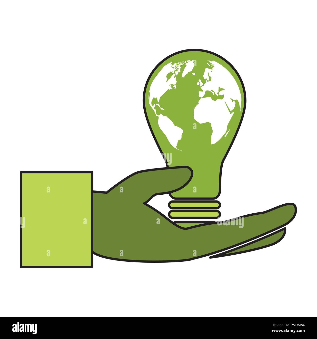 hand bulb planet eco friendly environment vector illustration Stock ...