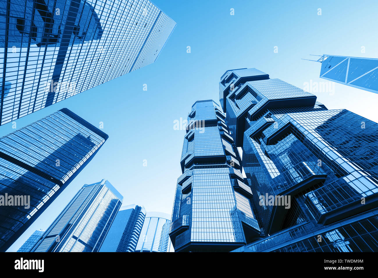 low angle view of skyscrapers in modern city Stock Photo - Alamy