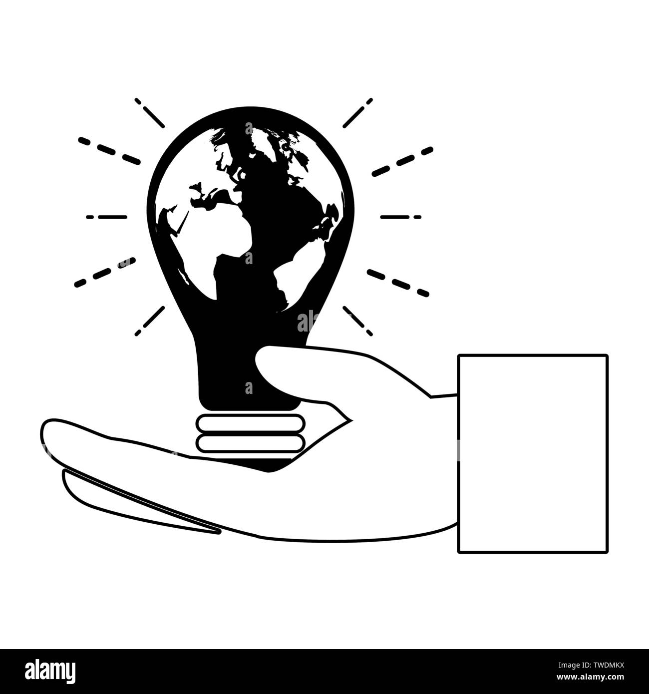 hand bulb planet eco friendly environment vector illustration Stock ...