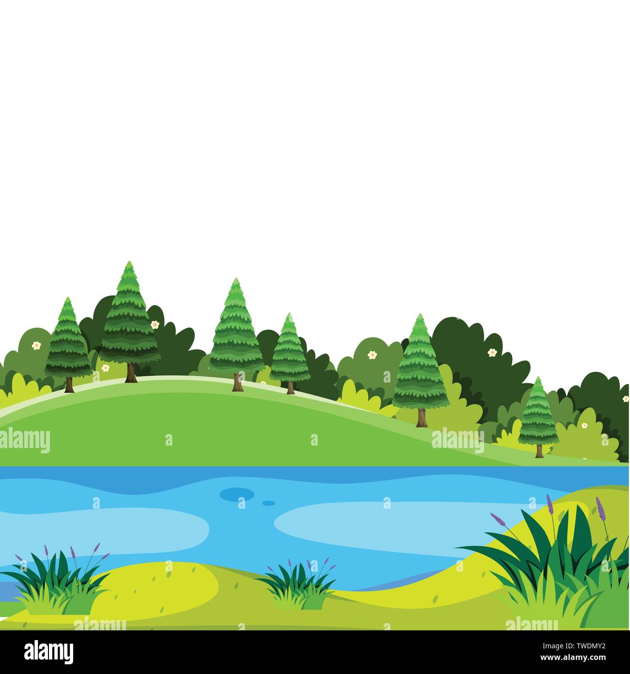 A flat nature landscape illustration Stock Vector Image & Art - Alamy