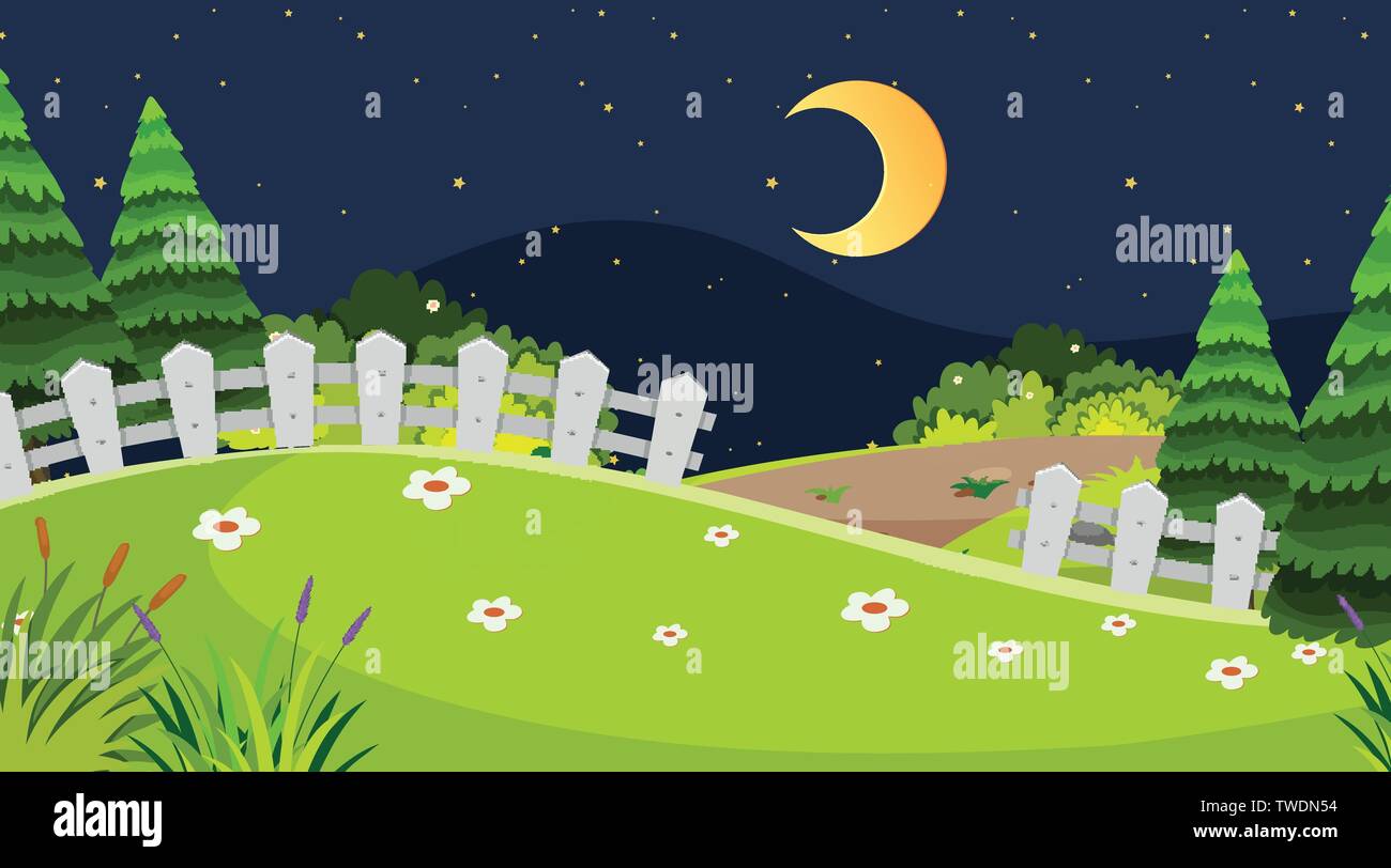 A nature night scene illustration Stock Vector Image & Art - Alamy