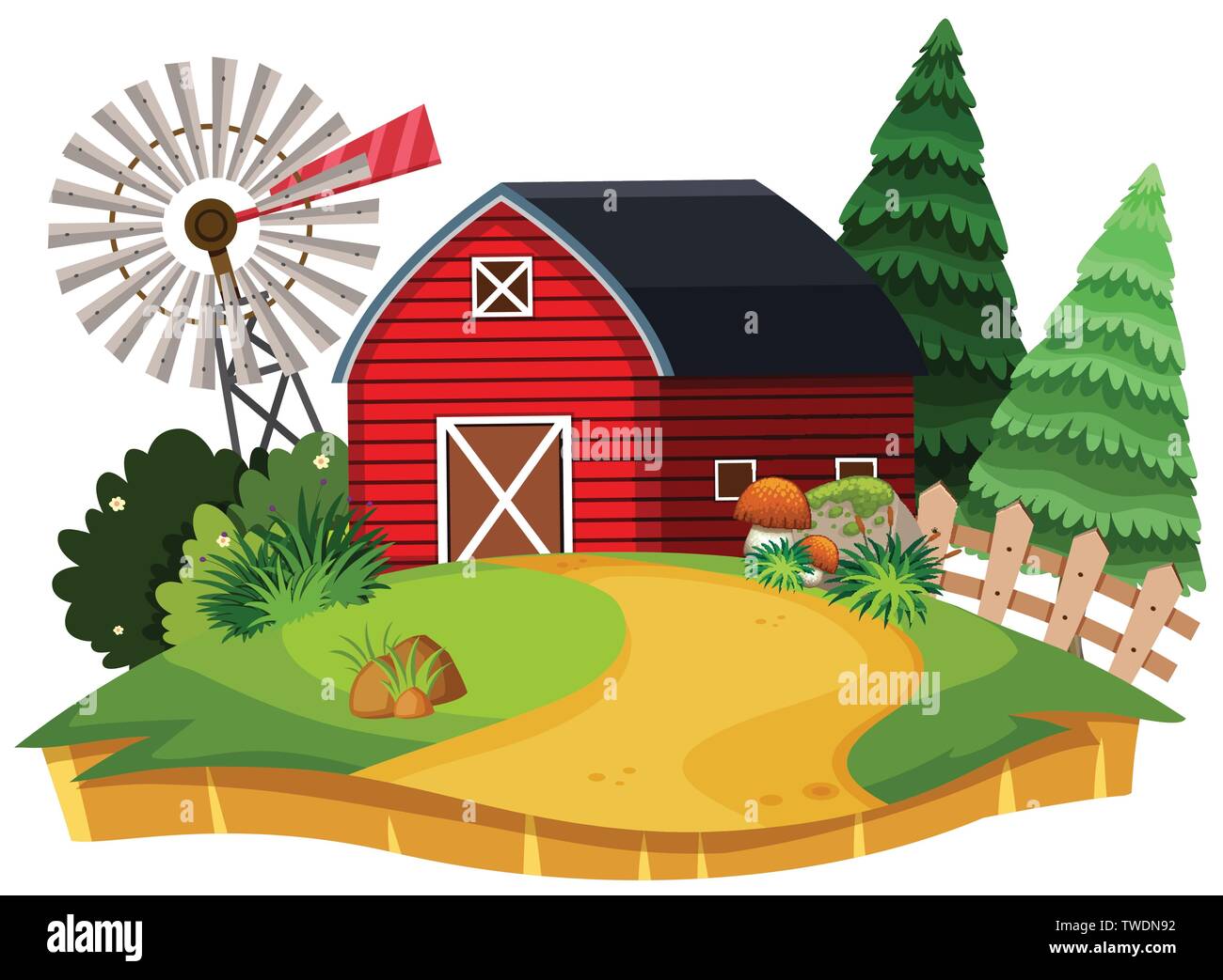 An isolated farm landscape illustration Stock Vector Image & Art - Alamy