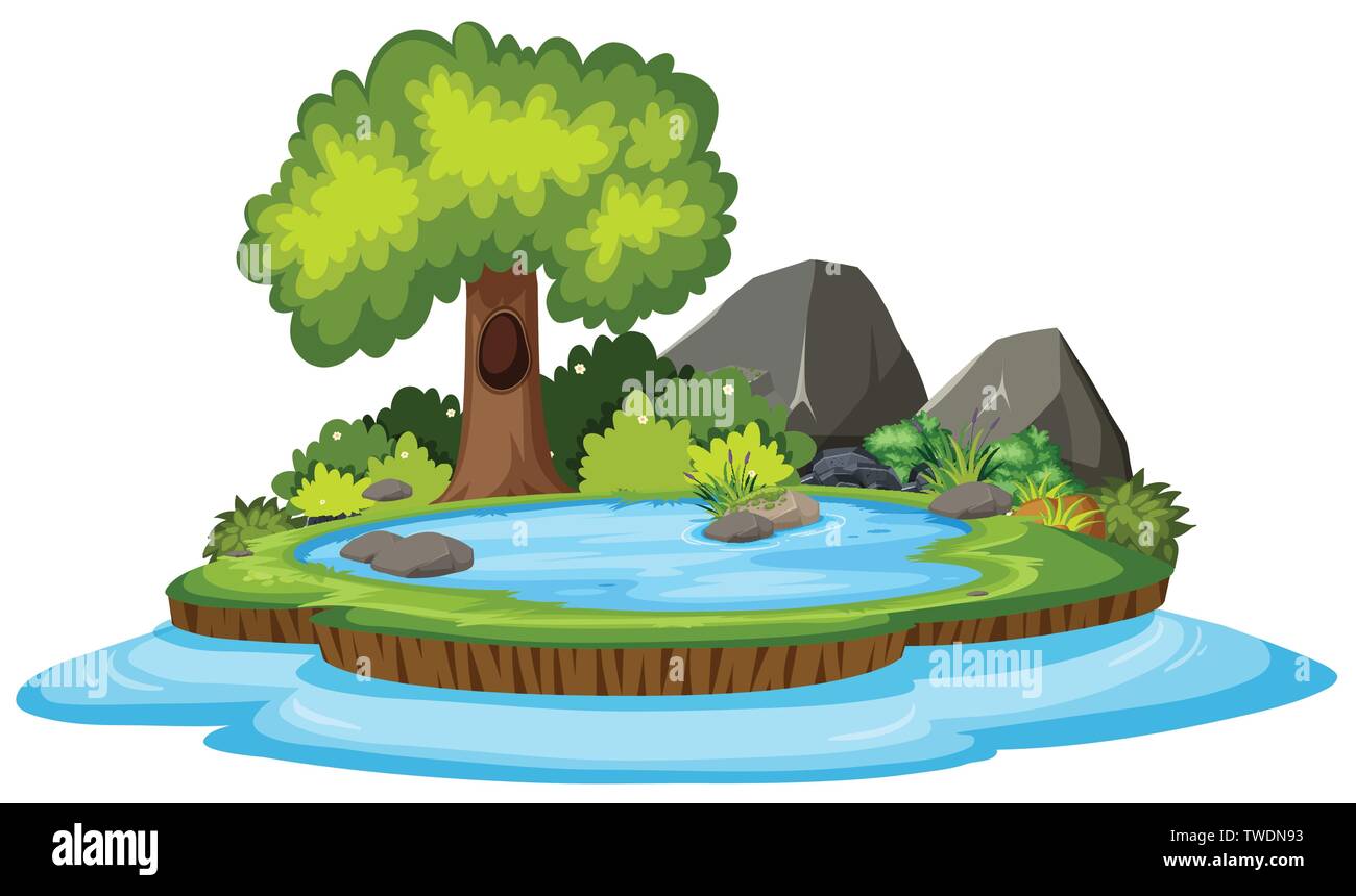 Isolated nature island on white background illustration Stock Vector ...