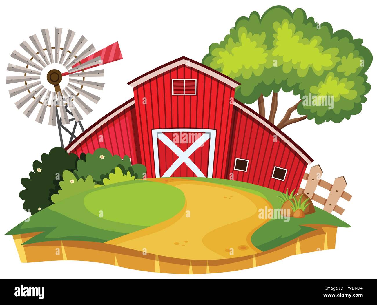 An isolated farm landscape illustration Stock Vector Image & Art - Alamy