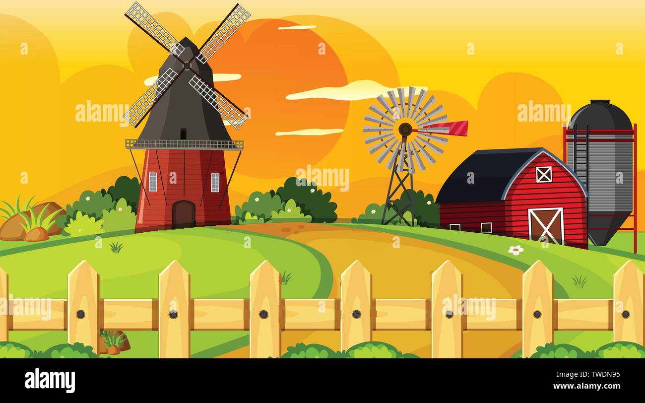 A rural farmland scene illustration Stock Vector Image & Art - Alamy