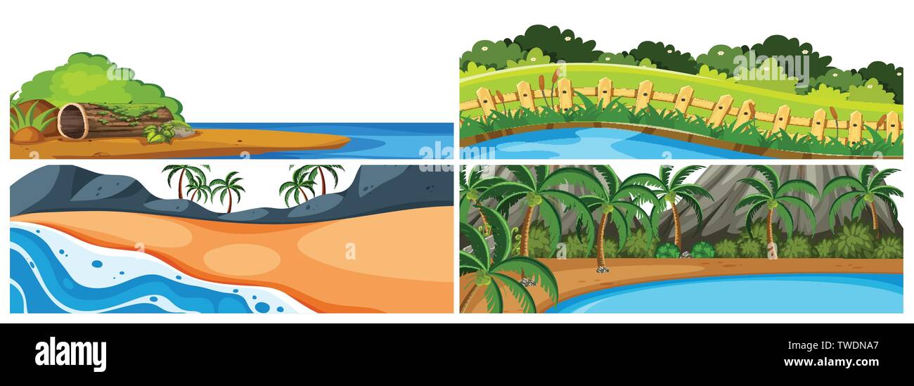 Set of nature landscape illustration Stock Vector Image & Art - Alamy