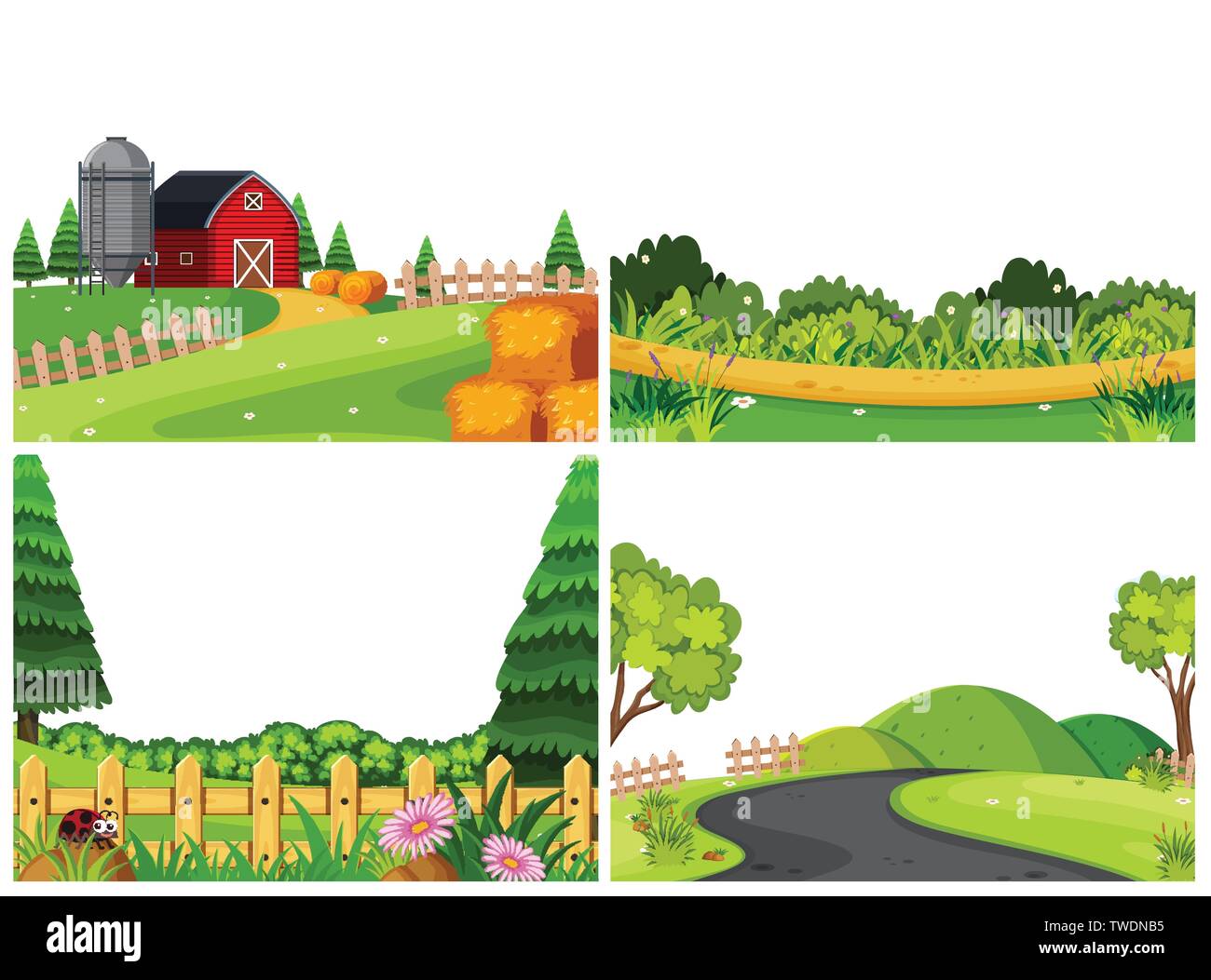 Set of nature landscape illustration Stock Vector Image & Art - Alamy
