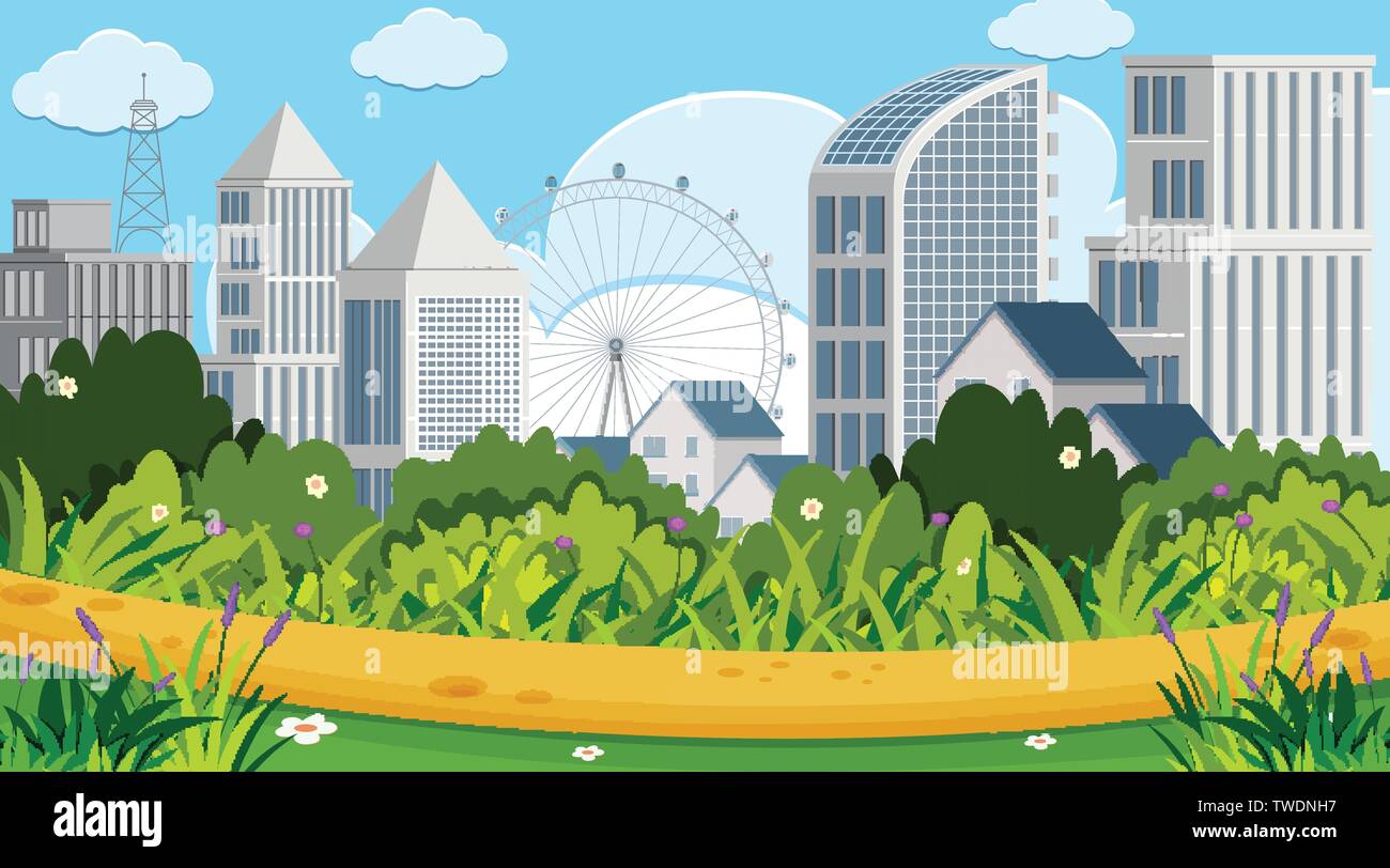A city view from the park illustration Stock Vector Image & Art - Alamy