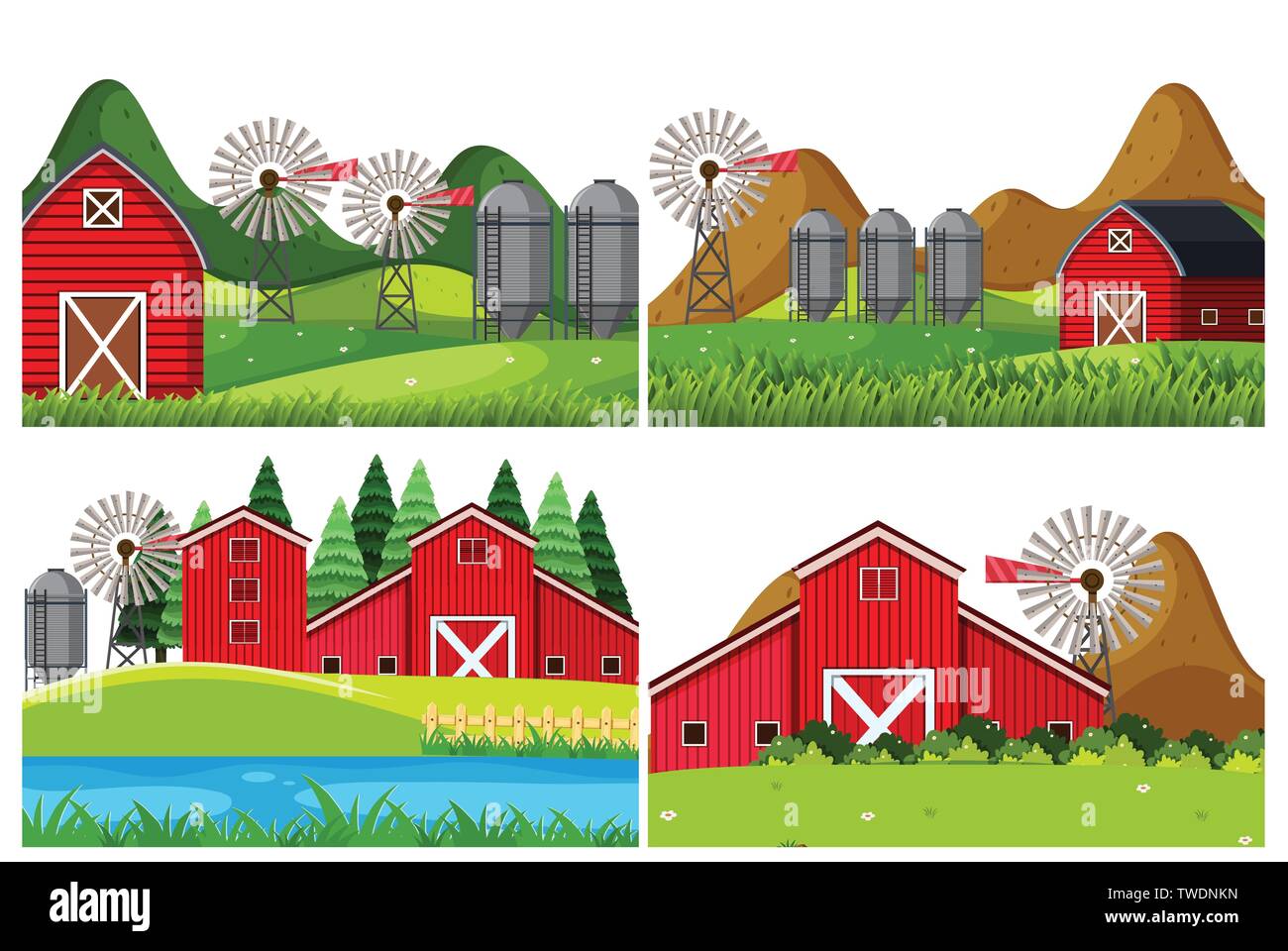 Set of farmland landscape illustration Stock Vector Image & Art - Alamy