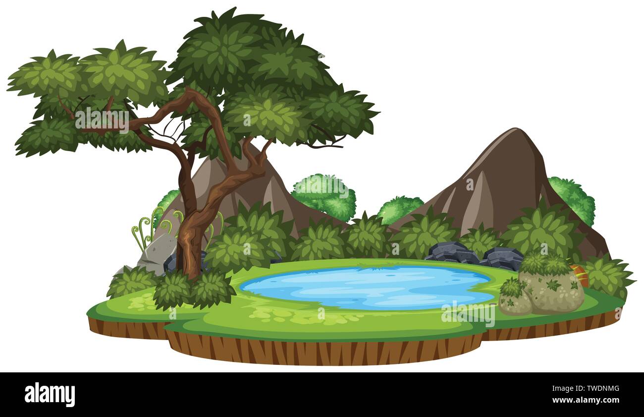 Isolated nature island on white background illustration Stock Vector ...
