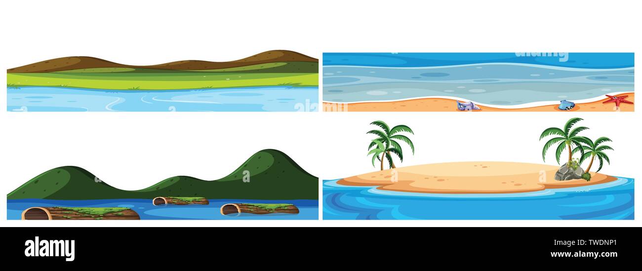 Set of nature landscape illustration Stock Vector Image & Art - Alamy
