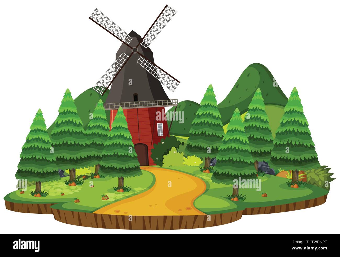 Isolated rural landscape scene illustration Stock Vector Image & Art ...