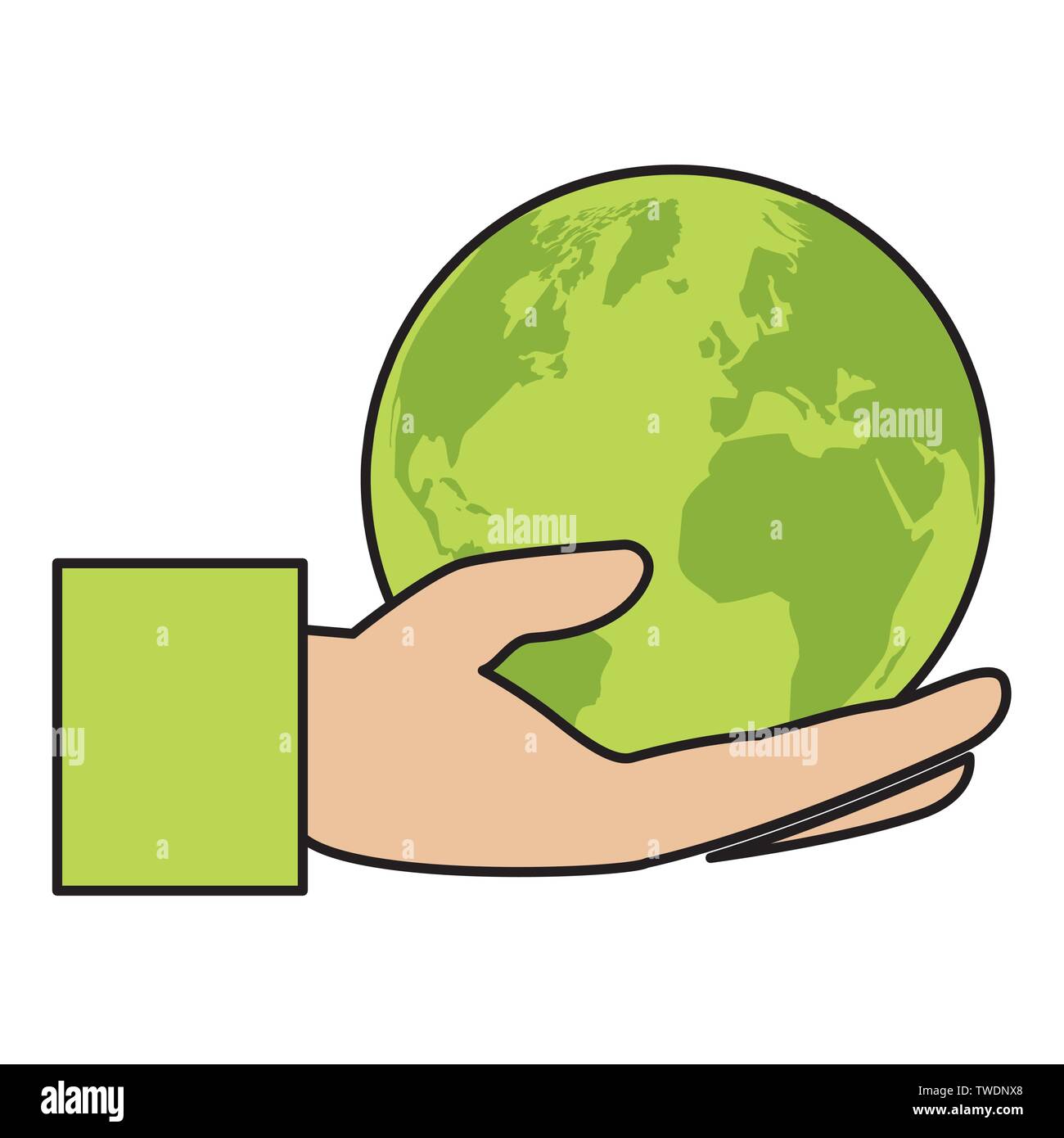 green hand with planet eco friendly environment vector illustration ...