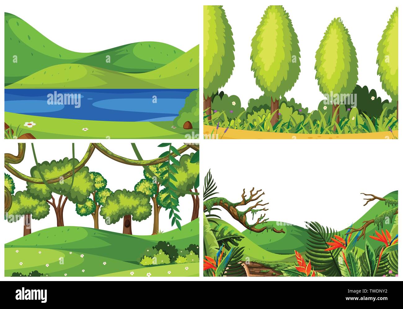 Set of nature landscape illustration Stock Vector Image & Art - Alamy