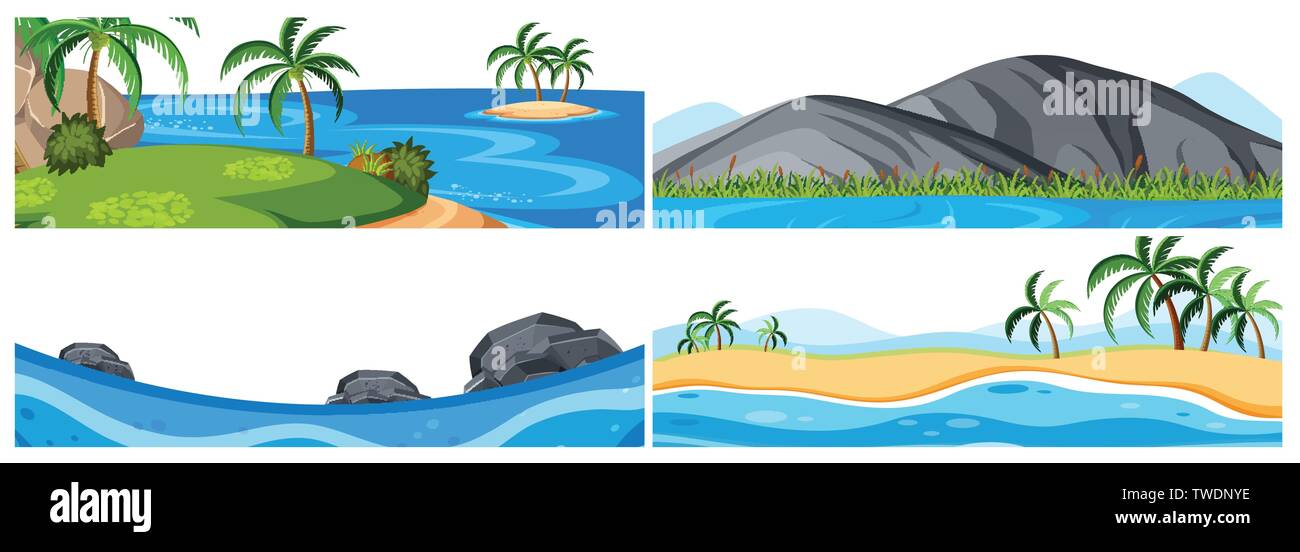 Set of nature seascape illustration Stock Vector Image & Art - Alamy