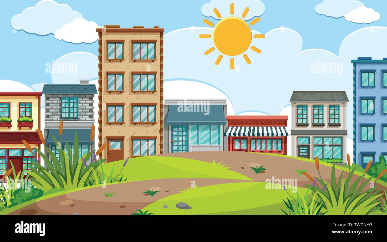 An urban city scene illustration Stock Vector Image & Art - Alamy