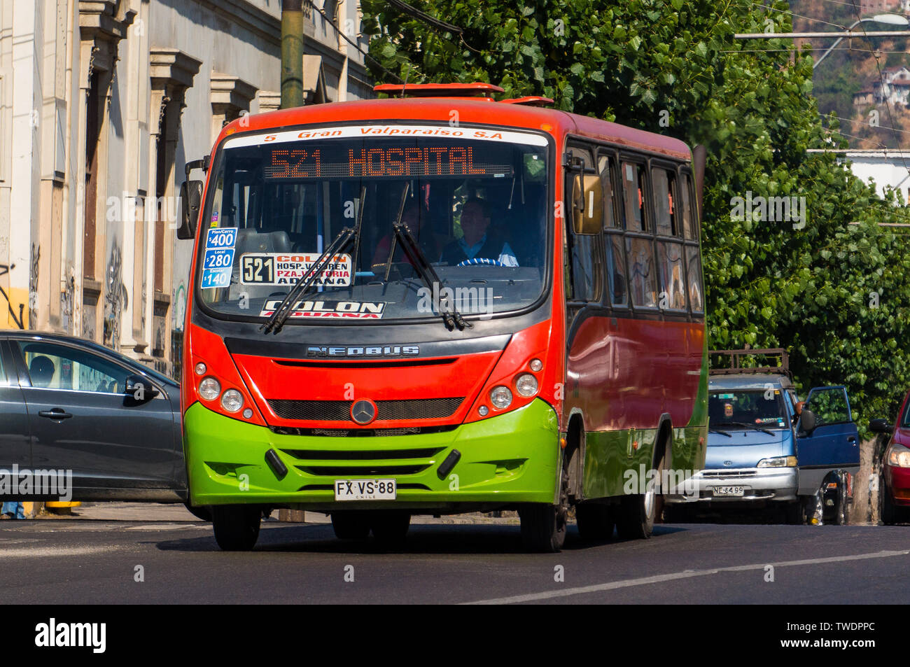 VALPARAISO, CHILE - One of the TMV (Transporte Metropolitano de Valparaiso) buses Stock Photo