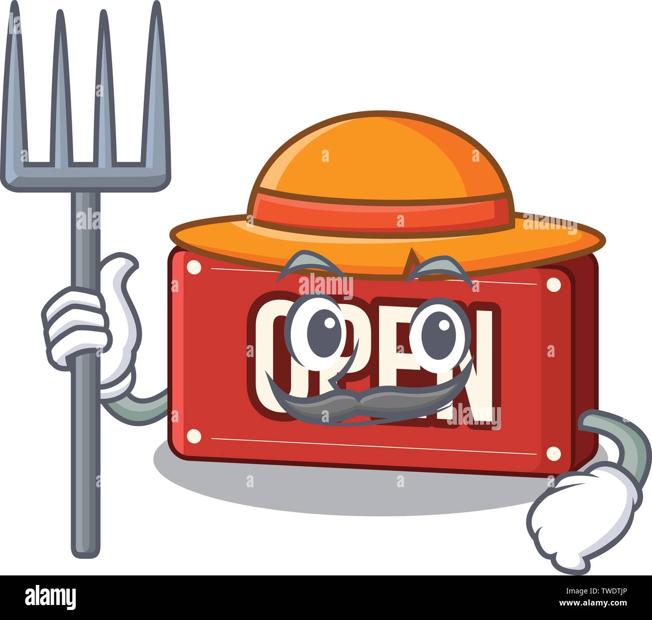 Farmer open sign in the mascot shape Stock Vector Image & Art - Alamy