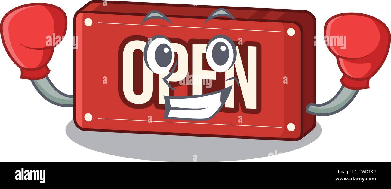 Boxing open sign in the mascot shape Stock Vector Image & Art - Alamy