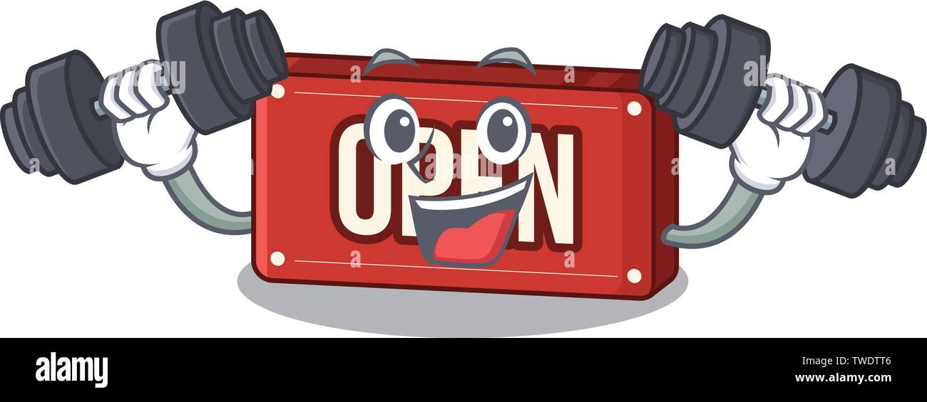 Fitness open sign in the mascot shape Stock Vector Image & Art - Alamy